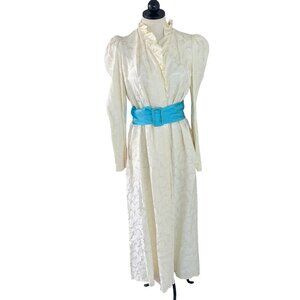 Lucie Ann Beverly Hills Vintage Womens Dressing Robe Size Medium Cream Pockets